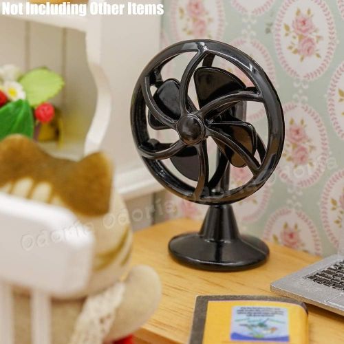  Odoria 1:12 Miniature Vintage Fan Dollhouse Decoration Accessories, Black