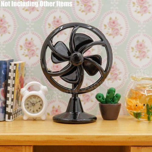  Odoria 1:12 Miniature Vintage Fan Dollhouse Decoration Accessories, Black