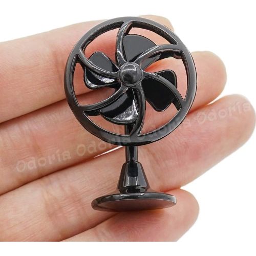  Odoria 1:12 Miniature Vintage Fan Dollhouse Decoration Accessories, Black