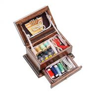 Odoria 1:12 Miniature 3-Tier Vintage Sewing Box Needle Thread Tools Kit Dollhouse Decoration Accessories
