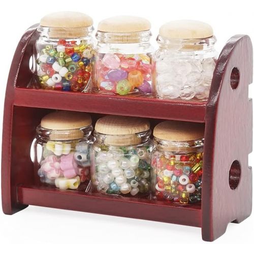  Odoria 1:6 Miniature Kitchen Shelf with Glass Food Jars Dollhouse Decoration Accessories