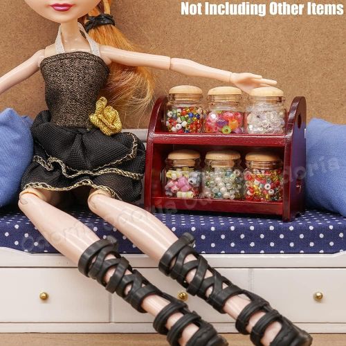 Odoria 1:6 Miniature Kitchen Shelf with Glass Food Jars Dollhouse Decoration Accessories