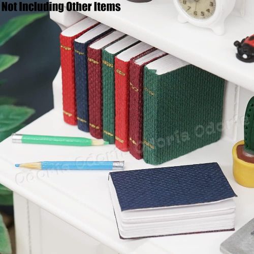  Odoria 1:12 Miniature Books Blank Notebook School Supplies Dollhouse Decoration Accessories, 4Pcs