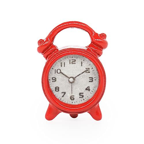  Odoria 1:12 Miniature Alarm Clock Dollhouse Decoration Accessories, Red