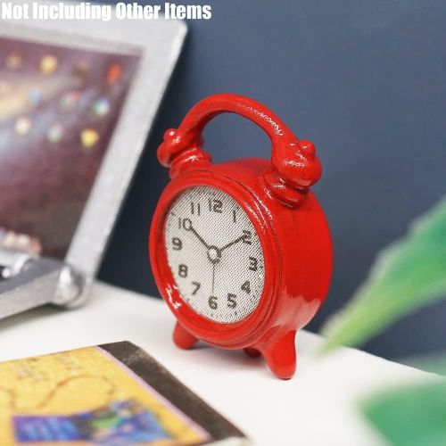  Odoria 1:12 Miniature Alarm Clock Dollhouse Decoration Accessories, Red