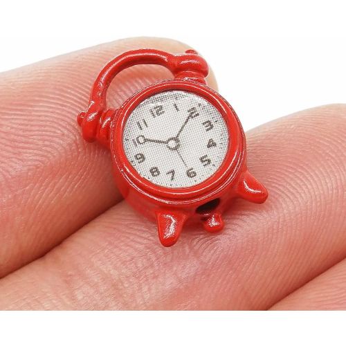  Odoria 1:12 Miniature Alarm Clock Dollhouse Decoration Accessories, Red