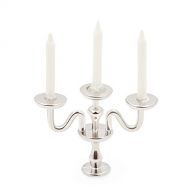 Odoria 1:12 Miniature Candle Holder Candlestick Candelabra Halloween Dollhouse Vintage Furniture Accessories, Silver
