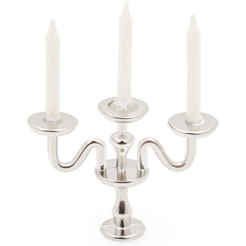  Odoria 1:12 Miniature Candle Holder Candlestick Candelabra Halloween Dollhouse Vintage Furniture Accessories, Silver