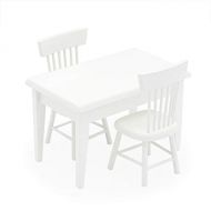 Odoria 1:12 Miniature Kitchen Table and Chairs Dining Room Set Dollhouse Furniture Accessories, White