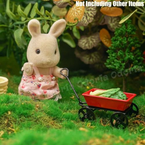  Odoria 1:24 Miniature Wagon Fairy Garden Wheelbarrow Tool Dollhouse Furniture Accessories