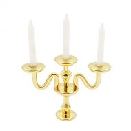 Odoria 1:12 Miniature Candle Holder Candlestick Candelabra Halloween Dollhouse Vintage Furniture Accessories, Gold