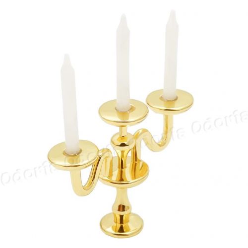  Odoria 1:12 Miniature Candle Holder Candlestick Candelabra Halloween Dollhouse Vintage Furniture Accessories, Gold