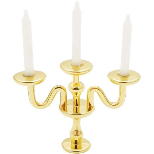  Odoria 1:12 Miniature Candle Holder Candlestick Candelabra Halloween Dollhouse Vintage Furniture Accessories, Gold