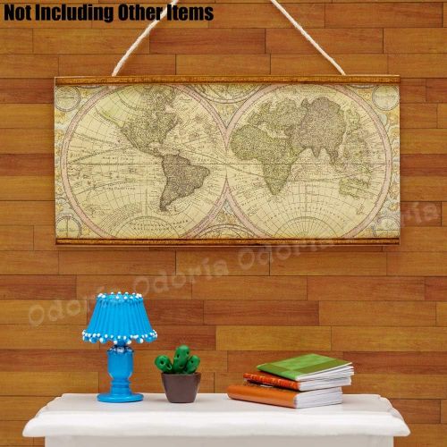  Odoria 1:12 Miniature World Map Wall Hanging Dollhouse Decoration Accessories