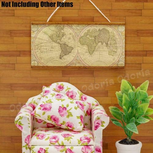  Odoria 1:12 Miniature World Map Wall Hanging Dollhouse Decoration Accessories