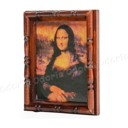  Odoria 1:12 Miniature Art Monalisa Wall Framed Painting Dollhouse Decoration Accessories