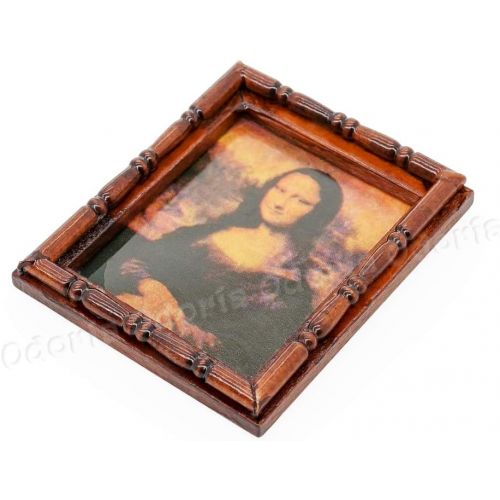  Odoria 1:12 Miniature Art Monalisa Wall Framed Painting Dollhouse Decoration Accessories