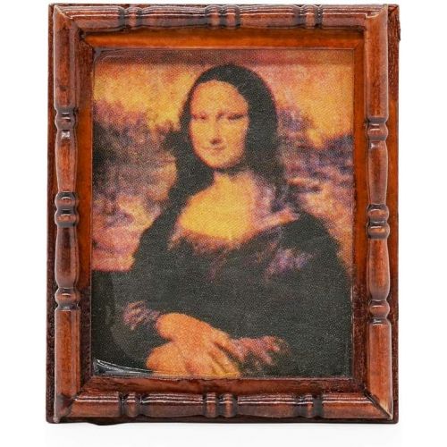  Odoria 1:12 Miniature Art Monalisa Wall Framed Painting Dollhouse Decoration Accessories