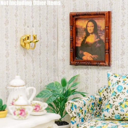  Odoria 1:12 Miniature Art Monalisa Wall Framed Painting Dollhouse Decoration Accessories