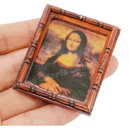  Odoria 1:12 Miniature Art Monalisa Wall Framed Painting Dollhouse Decoration Accessories