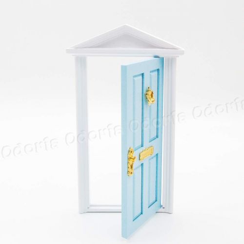  Odoria 1:12 Miniature Fairy Door for Wall Dollhouse Furniture Accessories, Blue