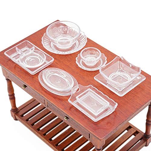  Odoria 1:12 Miniature 12Pcs Dish Bowls Plates Platter Dollhouse Kitchen Food Tableware Accessories