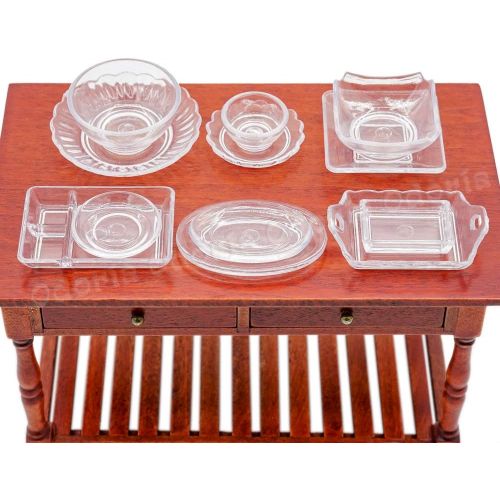  Odoria 1:12 Miniature 12Pcs Dish Bowls Plates Platter Dollhouse Kitchen Food Tableware Accessories