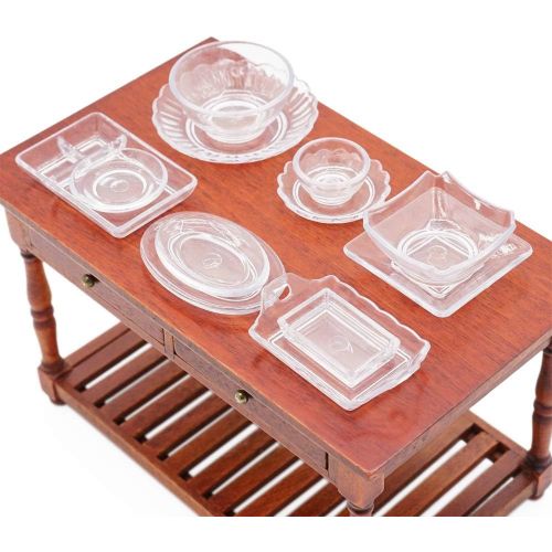  Odoria 1:12 Miniature 12Pcs Dish Bowls Plates Platter Dollhouse Kitchen Food Tableware Accessories