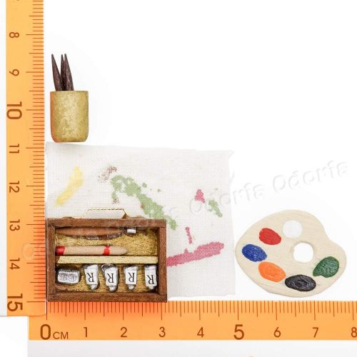  Odoria 1:12 Miniature Paint Easel Brush Art Supplies Dollhouse Decoration Accessories