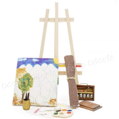  Odoria 1:12 Miniature Paint Easel Brush Art Supplies Dollhouse Decoration Accessories