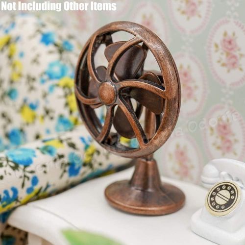  Odoria 1:12 Miniature Vintage Fan Dollhouse Decoration Accessories, Bronze