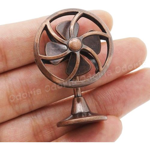  Odoria 1:12 Miniature Vintage Fan Dollhouse Decoration Accessories, Bronze