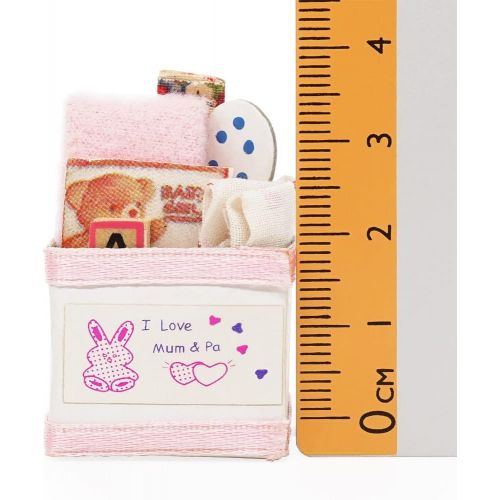  Odoria 1:12 Miniature Baby Basket Dollhouse Nursey Accessories