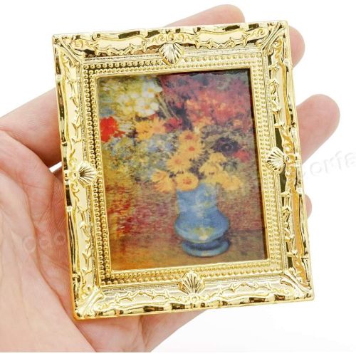  Odoria 1:12 Miniature Art Monet Wall Framed Painting Dollhouse Decoration Accessories