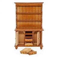 Odoria 1:12 Miniature Bookshelf Bookcase Kitchen Cabinet Cupboard Hutch Dollhouse Furniture Accessories, Brown