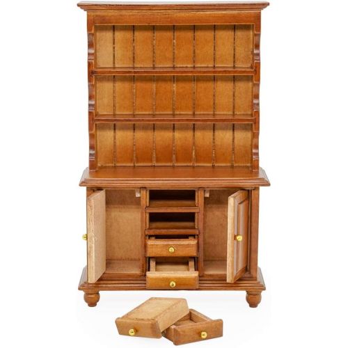  Odoria 1:12 Miniature Bookshelf Bookcase Kitchen Cabinet Cupboard Hutch Dollhouse Furniture Accessories, Brown