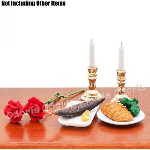  Odoria 1:12 Miniature Candle Holder Candlestick 2Pcs Dollhouse Vintage Furniture Accessories, Gold