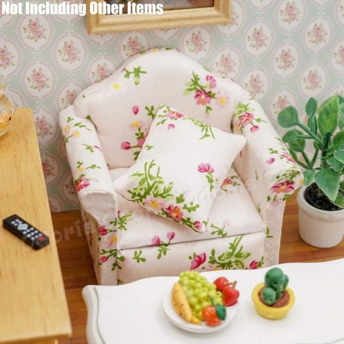  Odoria 1:12 Miniature Sofa Recliner Armchair Dollhouse Living Room Furniture Accessories, White