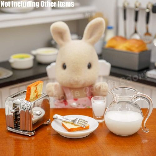  Odoria 1:12 Miniature Toaster Appliance Mini Pitcher Jug Milk Glasses Dollhouse Kitchen Food Accessories