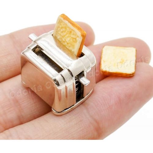  Odoria 1:12 Miniature Toaster Appliance Mini Pitcher Jug Milk Glasses Dollhouse Kitchen Food Accessories