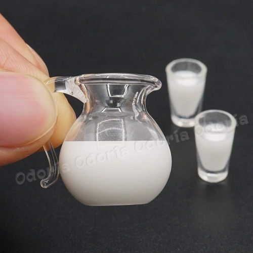  Odoria 1:12 Miniature Toaster Appliance Mini Pitcher Jug Milk Glasses Dollhouse Kitchen Food Accessories