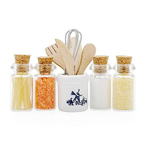  Odoria 1:12 Miniature Baking Supplies Utensils Glass Bottles Jars Set Dollhouse Kitchen Food Accessories