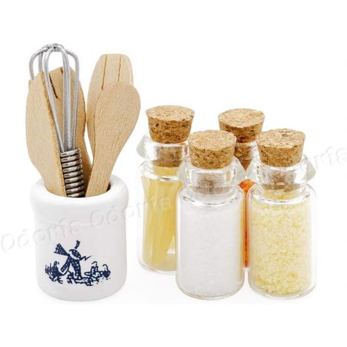  Odoria 1:12 Miniature Baking Supplies Utensils Glass Bottles Jars Set Dollhouse Kitchen Food Accessories