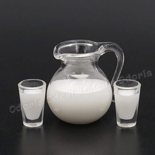  Odoria 1:12 Miniature Milk Jug Pitcher Dollhouse Decoration Accessories