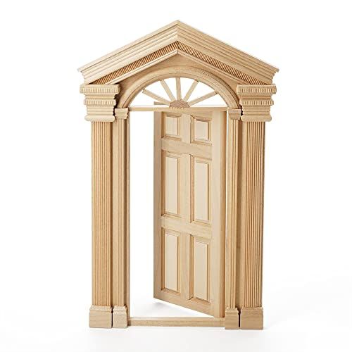  Odoria 1:12 Miniature Wooden Front French Door Dollhouse Furniture Accessories