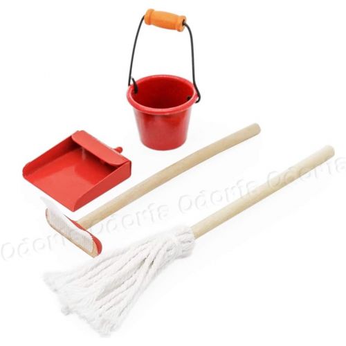  Odoria 1:12 Miniature Mop Bucket Cleaning Supplies Tools Dollhouse Decoration Accessories