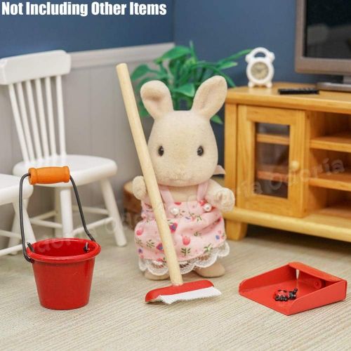  Odoria 1:12 Miniature Mop Bucket Cleaning Supplies Tools Dollhouse Decoration Accessories