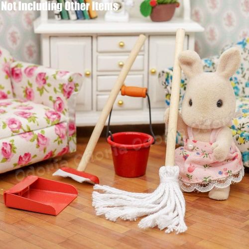  Odoria 1:12 Miniature Mop Bucket Cleaning Supplies Tools Dollhouse Decoration Accessories