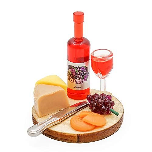  Odoria 1:12 Miniature Wine and Cheese Dollhouse Food Decoration Accessories