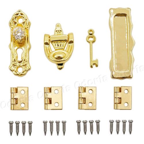  Odoria 1:12 Miniature Door Hardware Knob Hinges and Screws Knocker Dollhouse Decoration Accessories